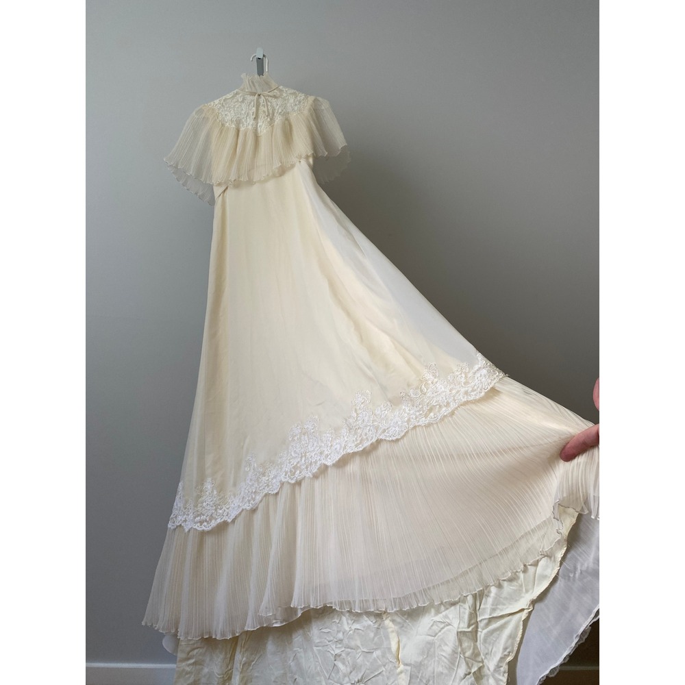 Vintage Ethereal Fairy Prairie Babydoll Edwardian Wedding Dress Cream - Picture 4 of 6